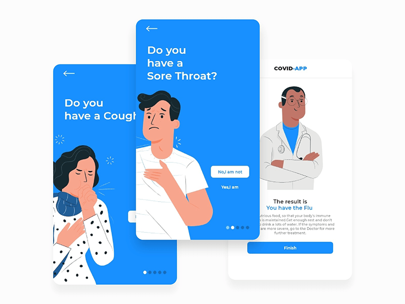 蓝色插画医疗app引导页